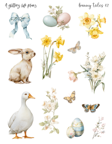 Bunny Tales deco Sticker Sheets for Planners and Journals