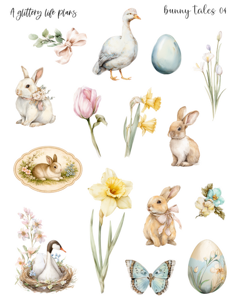 Bunny Tales deco Sticker Sheets for Planners and Journals