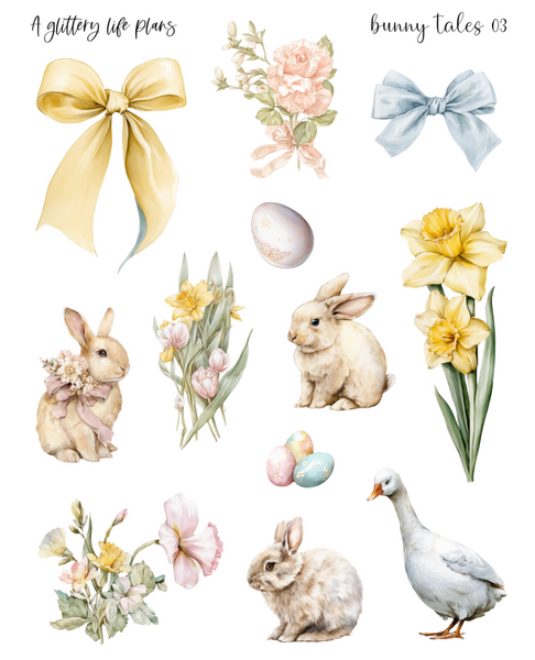 Bunny Tales deco Sticker Sheets for Planners and Journals