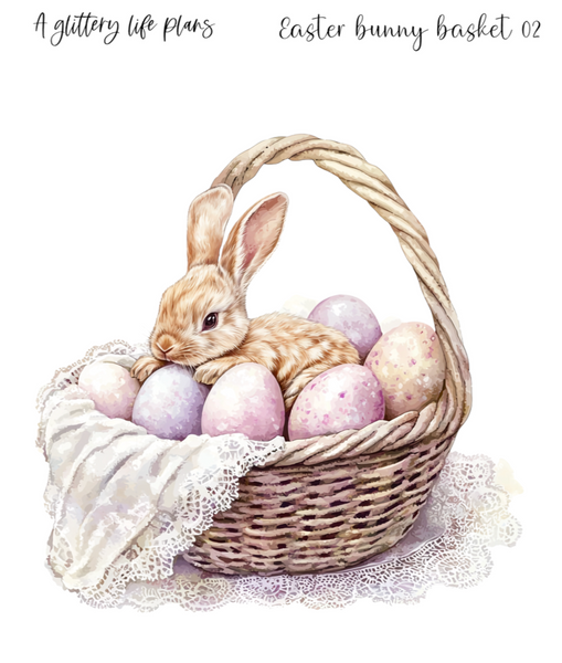 Easter bunny basket XL Large Deco Stickers for Planners and Journals