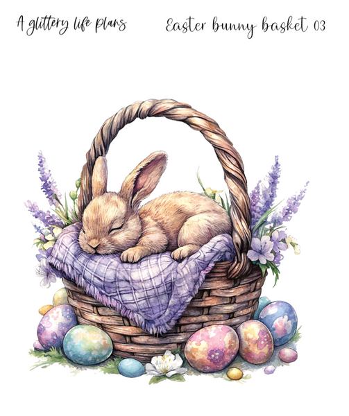 Easter bunny basket XL Large Deco Stickers for Planners and Journals