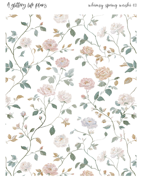 Whimsy Spring Washi Tear Sticker Sheets for Planners and Journals