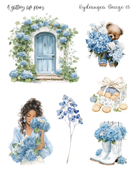 Hydrangea Breeze Deco Stickers for Planners and Journals