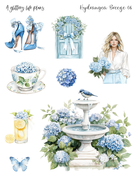 Hydrangea Breeze Deco Stickers for Planners and Journals