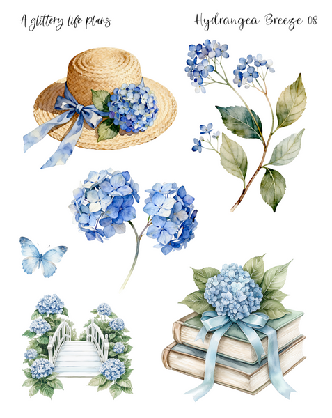 Hydrangea Breeze Deco Stickers for Planners and Journals