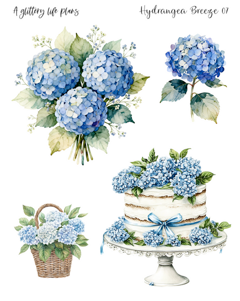 Hydrangea Breeze Deco Stickers for Planners and Journals