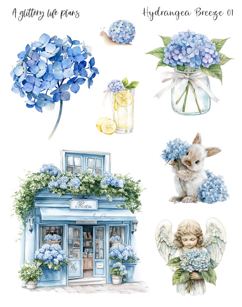 Hydrangea Breeze Deco Stickers for Planners and Journals