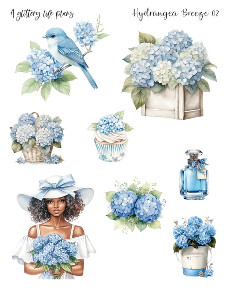 Hydrangea Breeze Deco Stickers for Planners and Journals