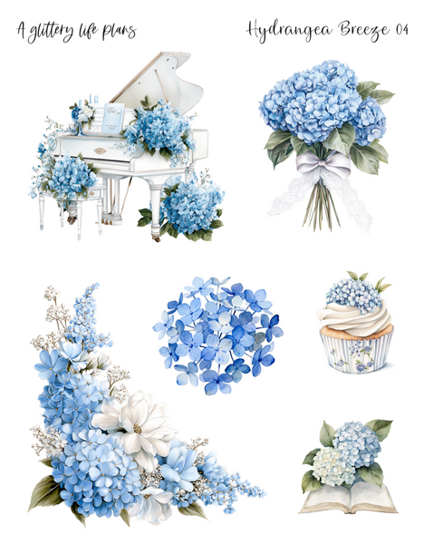 Hydrangea Breeze Deco Stickers for Planners and Journals