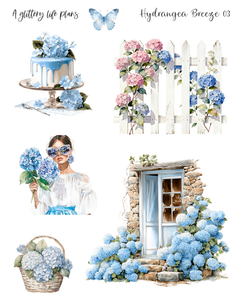 Hydrangea Breeze Deco Stickers for Planners and Journals
