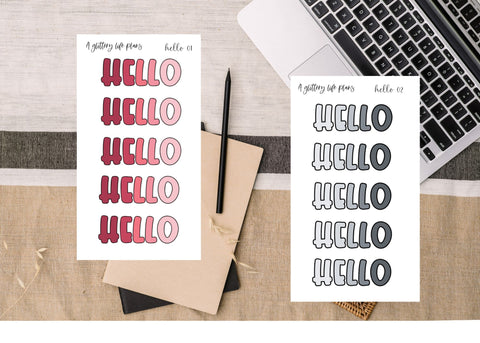Hello Bubble Script  Planner and Journal Sticker Sheets