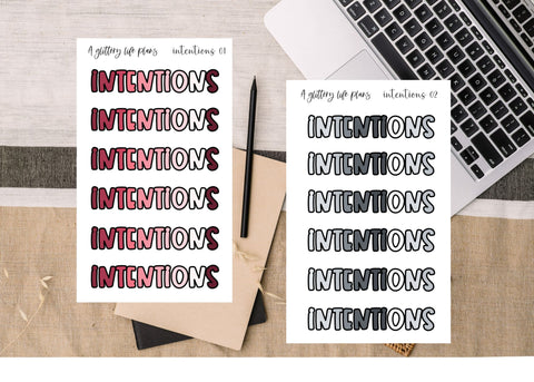 Intentions Script  Planner and Journal Sticker Sheets