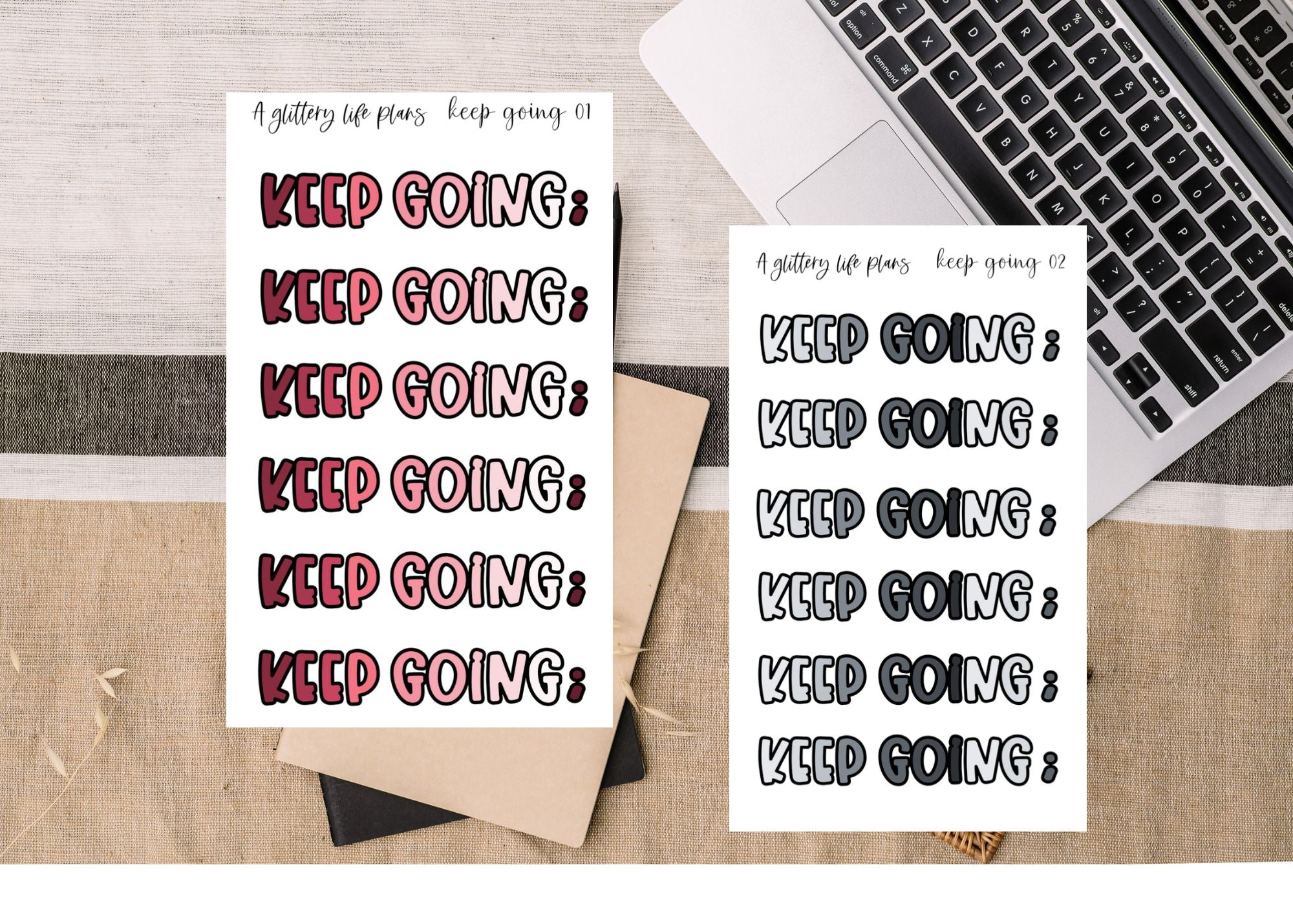 Keep Going; Planner and Journal Sticker Sheets