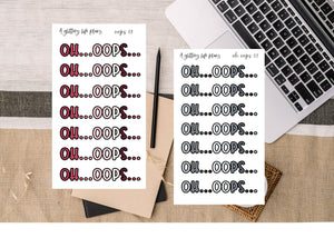 OH...OOPS... Script  Planner and Journal Sticker Sheets
