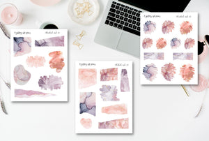 Alcohol Ink Journaling Sticker Sheets: 01,02,03