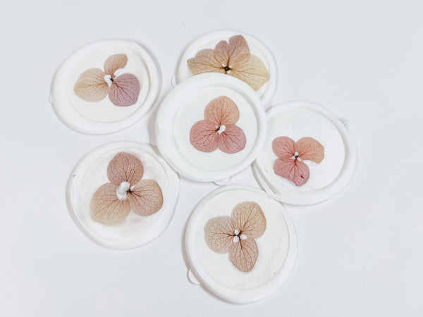 Hand poured Hydrangea Wax Seals with real flower petals - 2 variations