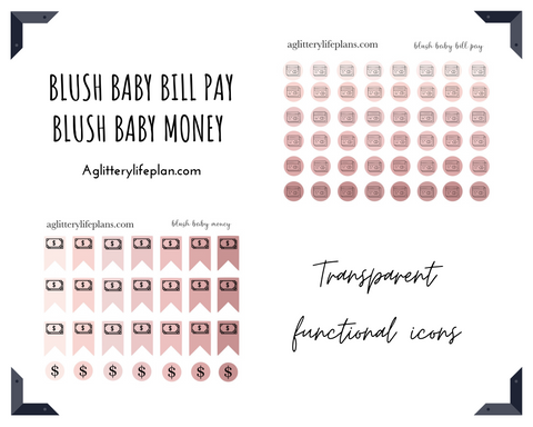 Blush Baby finance set of patterned Clear Transparent Matte Dots and Flags