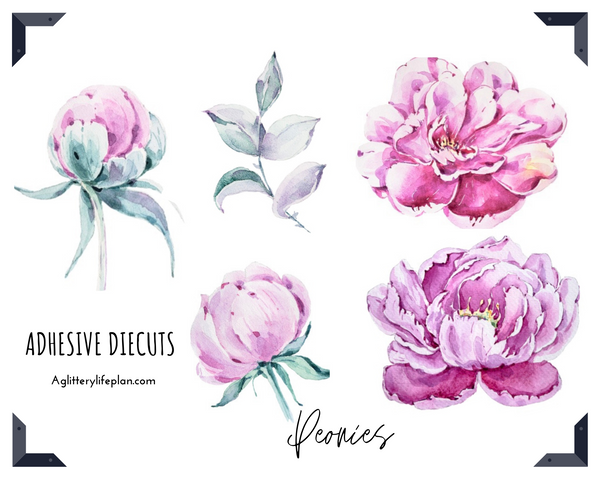 Eucalyptus and Peonies Floral Deco Icon Sheet Stickers and Date Covers