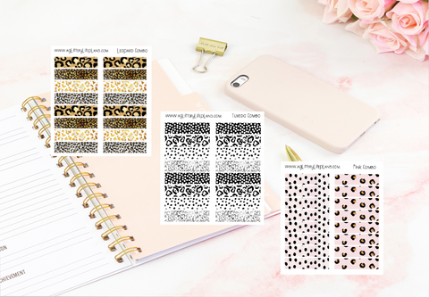 Leopard Print BOXES (Matte Sticker Paper) - Leopard Combo, Pink Combo, Tuxedo Combo