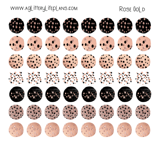 Rose Gold Transparent Dots and Splash Stickers - Transparent Brush Strokes