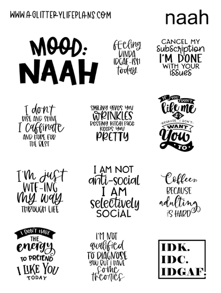 Snarky Script Planner Stickers 1 & 2
