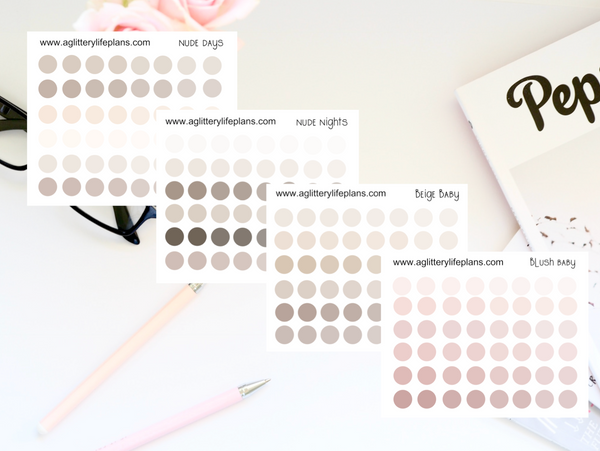 The Best Neutrals Transparent Matte Clear Dot Stickers- 4 Color Ways to Select From - Blush - Beige - Nude
