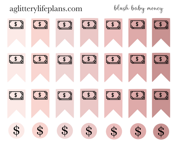 Blush Baby finance set of patterned Clear Transparent Matte Dots and Flags