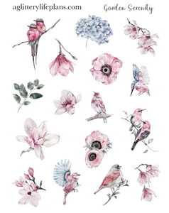 Garden Serenity Floral  Deco Icon Sheet Stickers