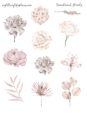 Translucent Florals transparent matte Deco Icon Sheet Stickers