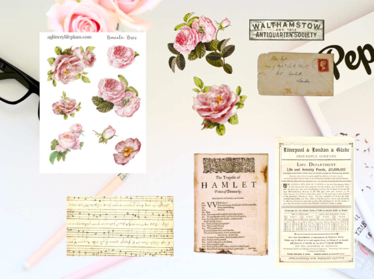 Romantic Roses Planner and Journal Kit