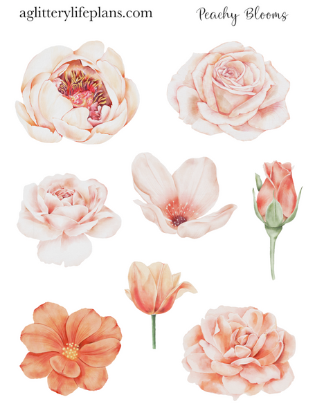 Peachy Florals Transparent Matte Mini Sticker Kit