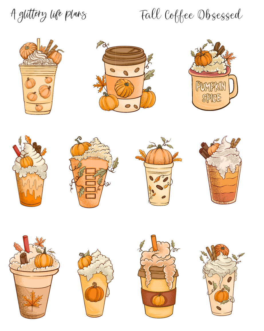 Fall Coffee Obsessed Deco Stickers