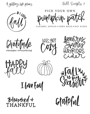 Fall Scripts 2 Deco Stickers