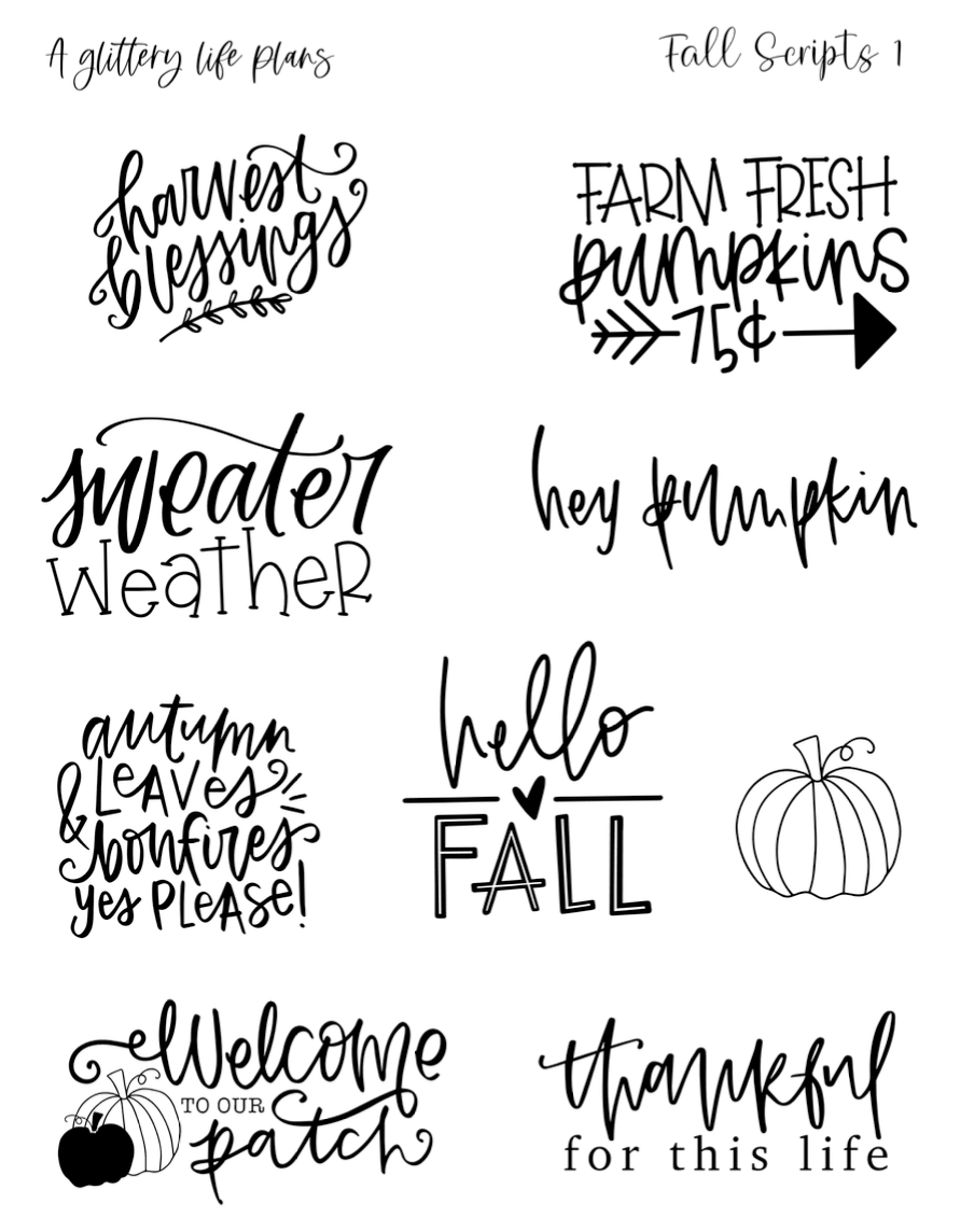 Fall Scripts 1 Deco Stickers