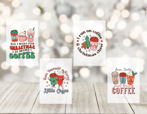 Coffee and Christmas Vellum Card stock Dashboards Set of 4