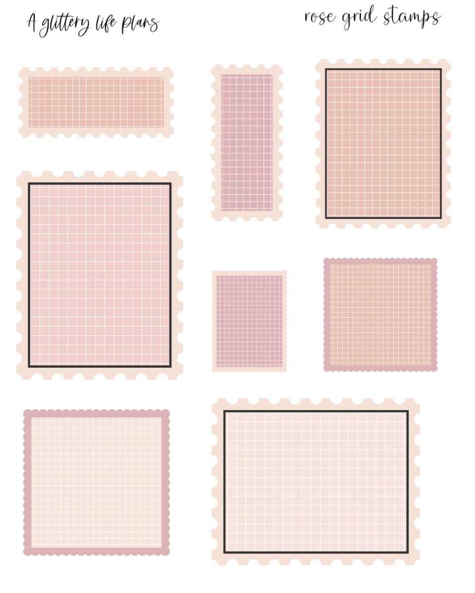 Rose Grid Stamps Layering Stickers