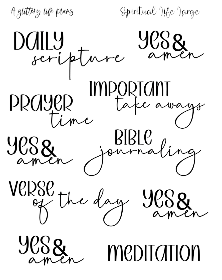 Spiritual Life Script Sticker Sheets