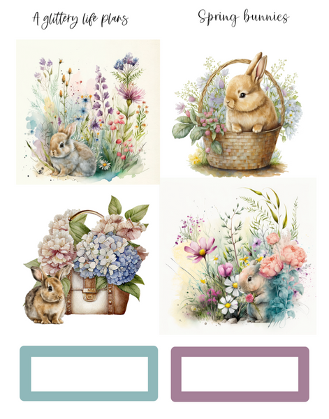 Spring Bunnies Mini Kit - Planner Stickers and Decorations