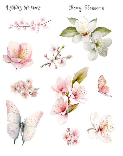 Cherry Blossoms Mini Kit - Planner Stickers and Decorations