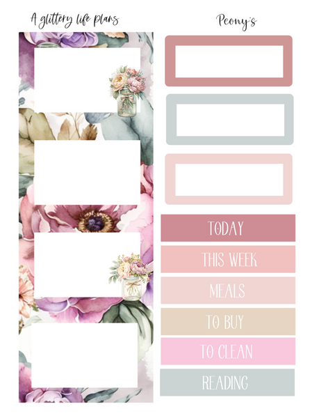 Peony Mini Kit- Planner Stickers and Decorations