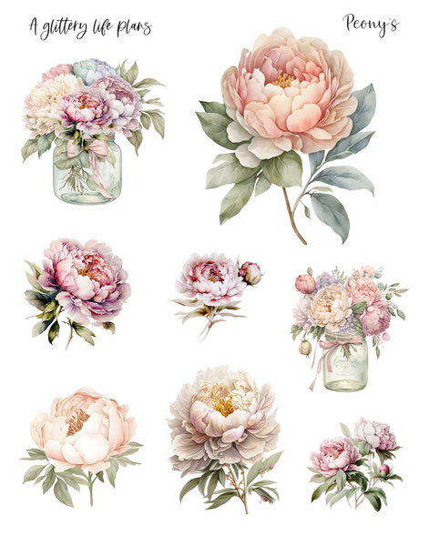 Peony Mini Kit- Planner Stickers and Decorations