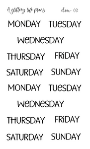 Days of the Week 03 Script Stickers