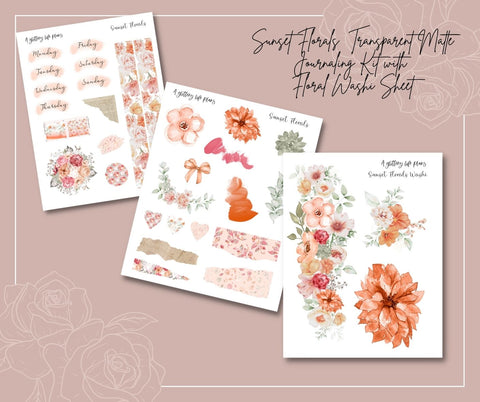 Sunset Florals Transparent Matte Journaling Kit